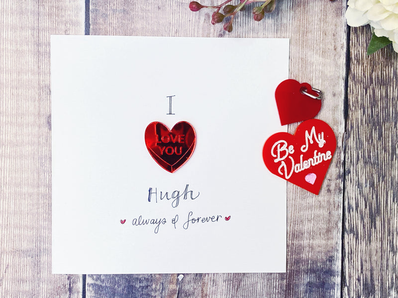 "Be my Valentine" Laser embellished Card - Personalised