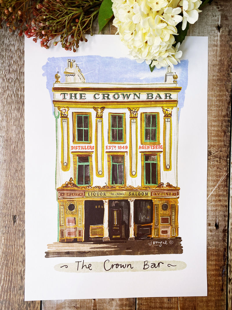 The Crown Bar Belfast Print by Julie Dougal