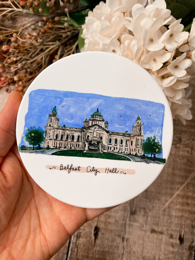 City Hall Round Ceramic Coaster