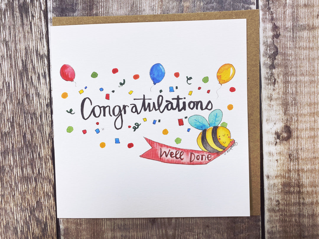 Congratulations Bee Text Card- Personalised