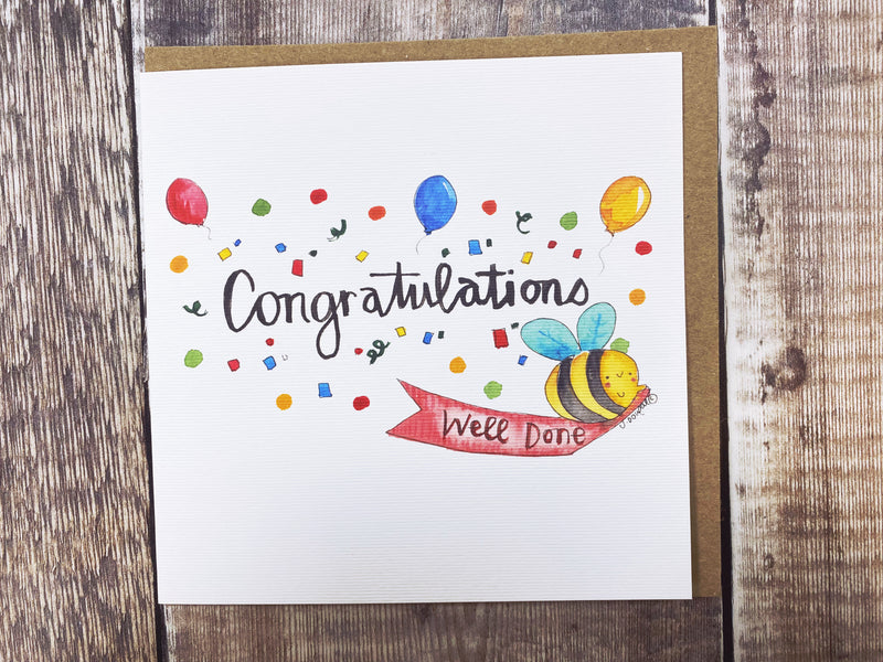 Congratulations Bee Text Card- Personalised