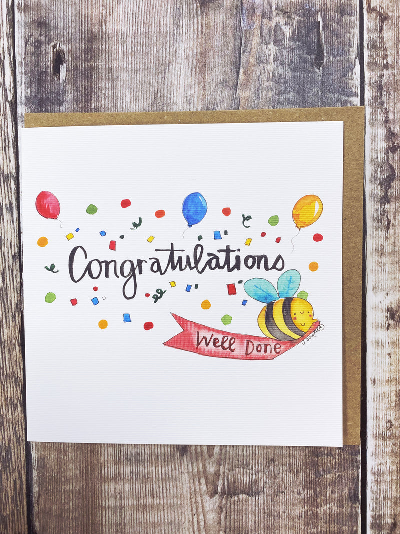 Congratulations Bee Text Card- Personalised