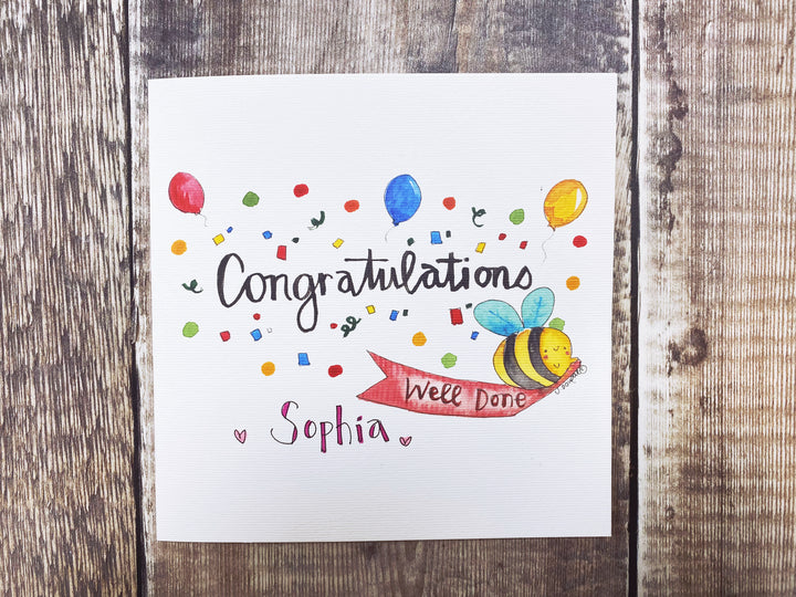 Congratulations Bee Text Card- Personalised