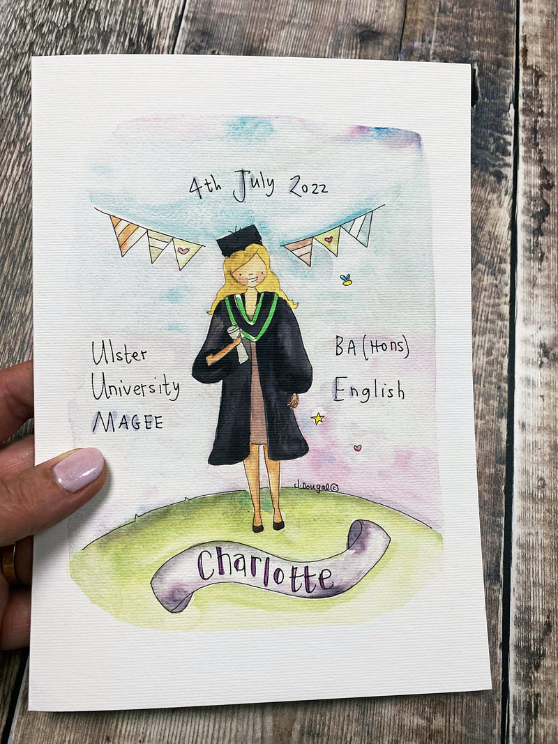 A5 Girl Graduation Card - Personalised