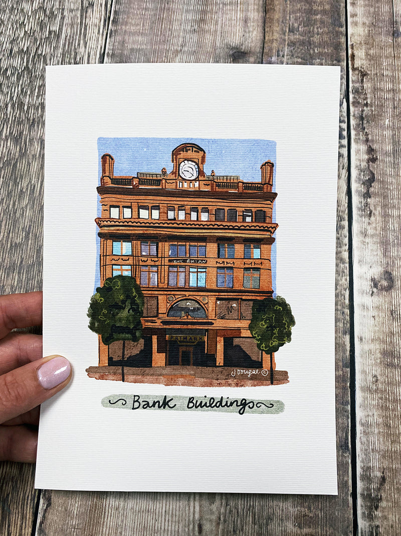 A5 Bank Buildings Greeting Card