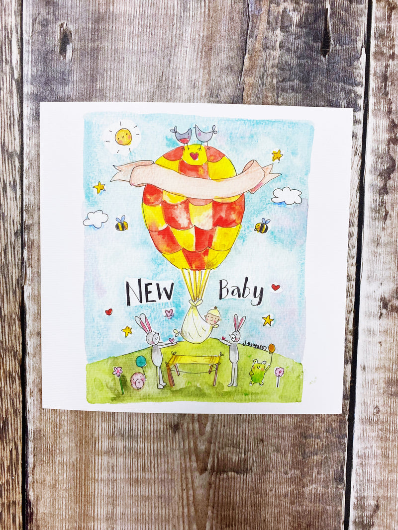 New Baby Balloon Card- Personalised