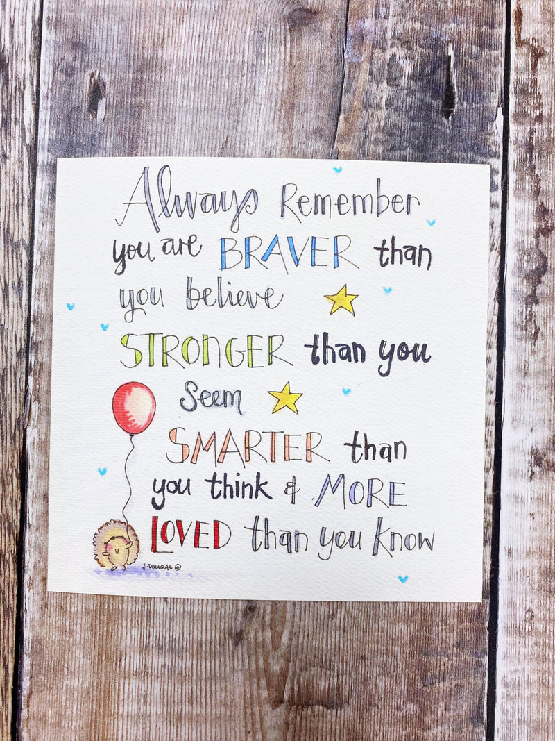 Plain "Braver than you Believe" Card - Personalised