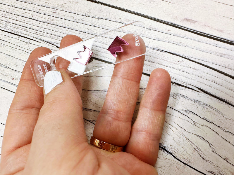 Little Crown Acrylic Pink Earrings Hypoallergenic