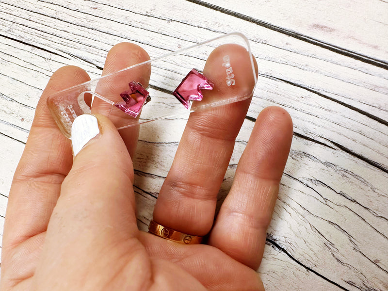 Little Crown Acrylic Pink Earrings Hypoallergenic