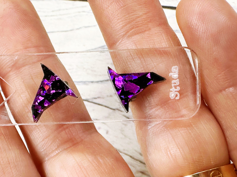 Little Witch Hats Purple Acrylic Earrings Hypoallergenic