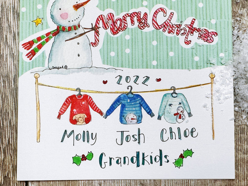 4 Little Jumpers Christmas Card - Personalised