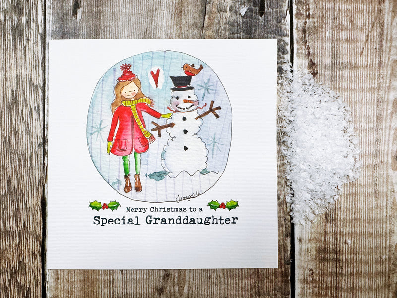 "Merry Christmas to a Special Granddaughter" Christmas Card - Personalised