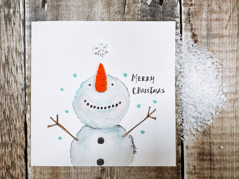 "Carrot Nose Snowman" Christmas Card - Personalised