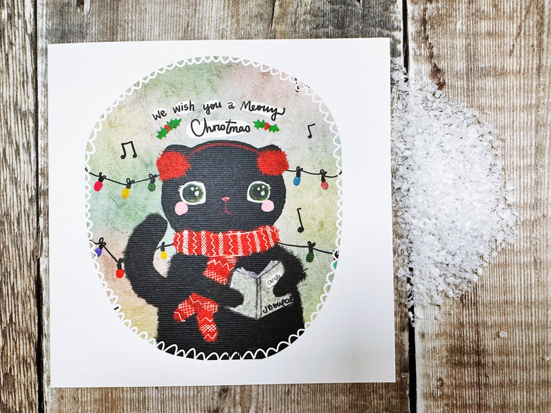 Meowy Cat Christmas Card - Personalised