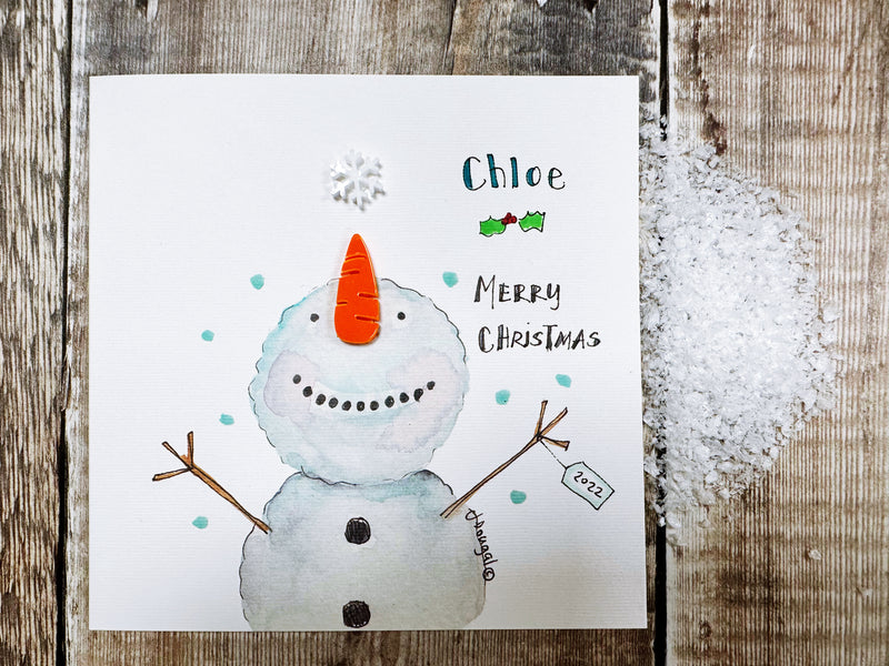 "Carrot Nose Snowman" Christmas Card - Personalised