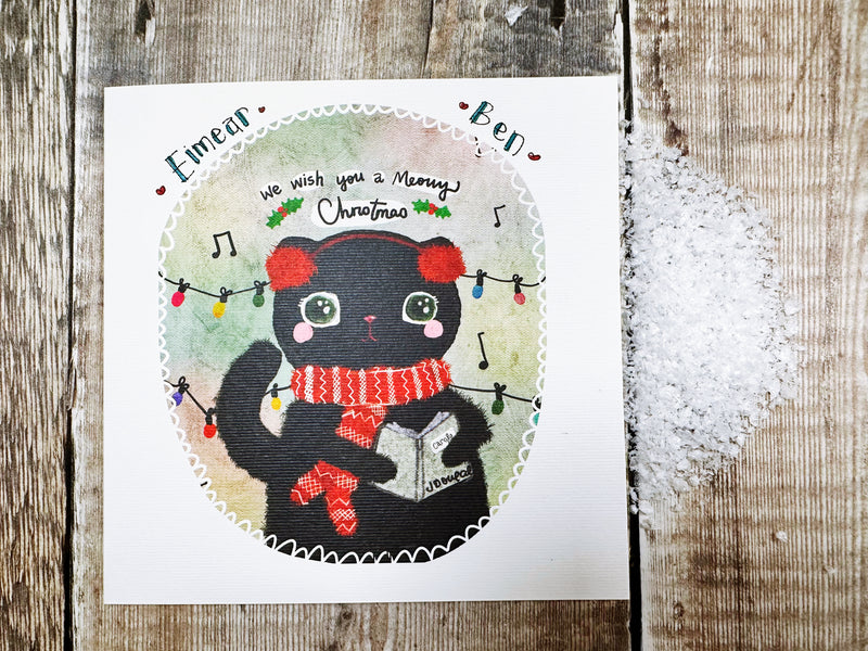 Meowy Cat Christmas Card - Personalised