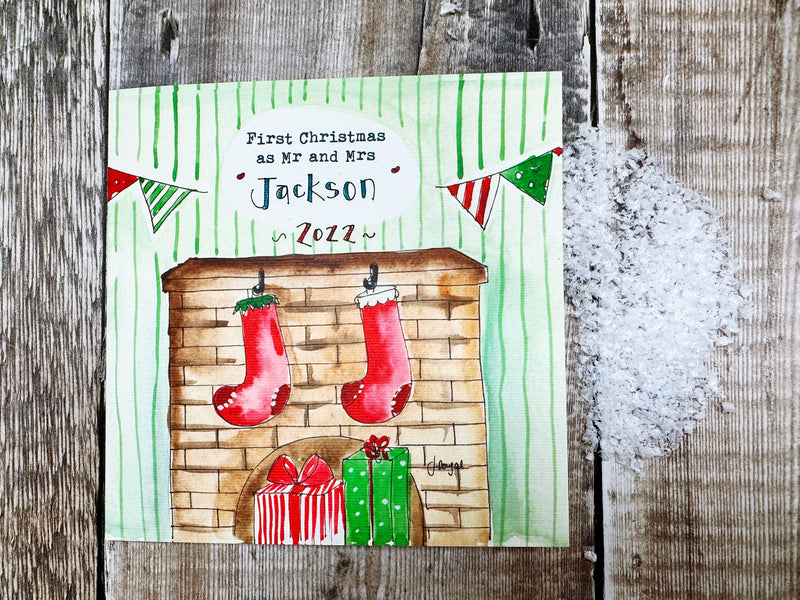 First Christmas as Mr and Mrs Christmas Card - Personalised