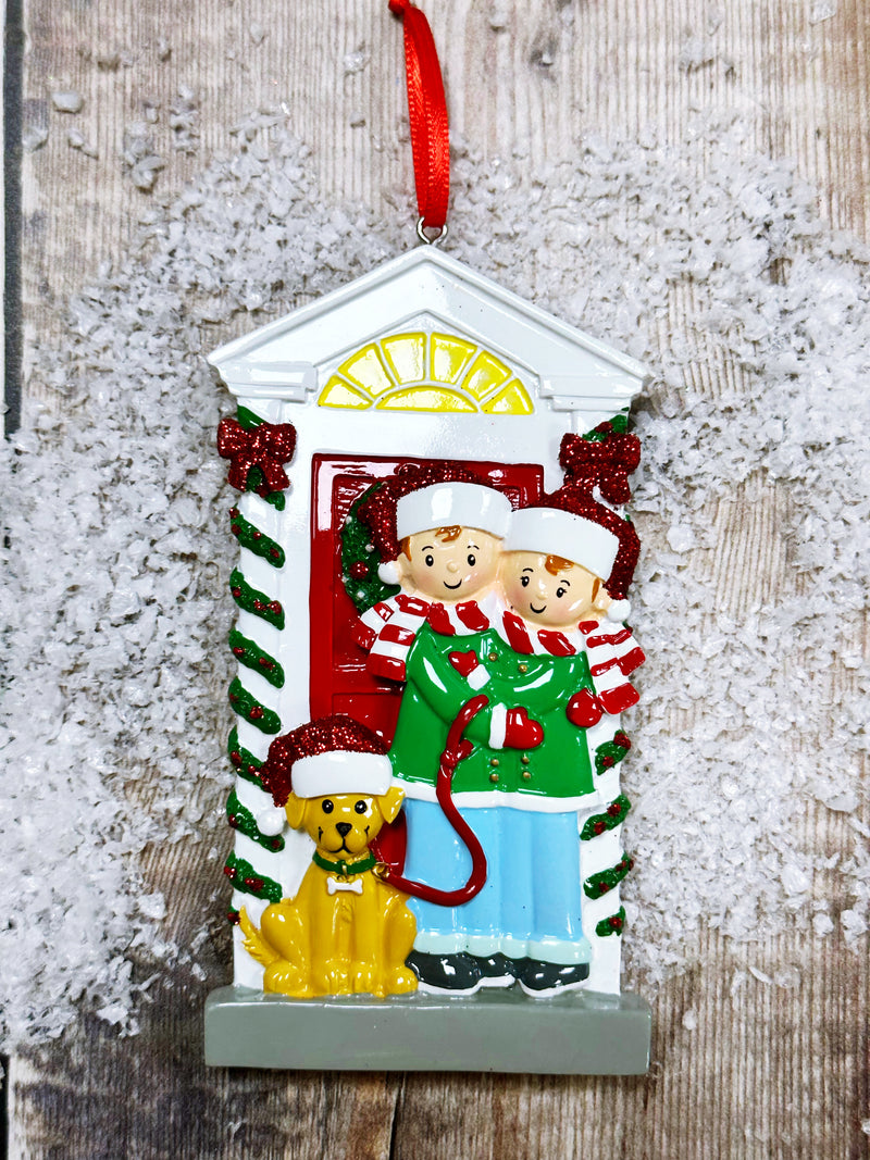 Couple with Dog Personalised Christmas Decoration