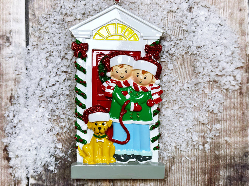 Couple with Dog Personalised Christmas Decoration