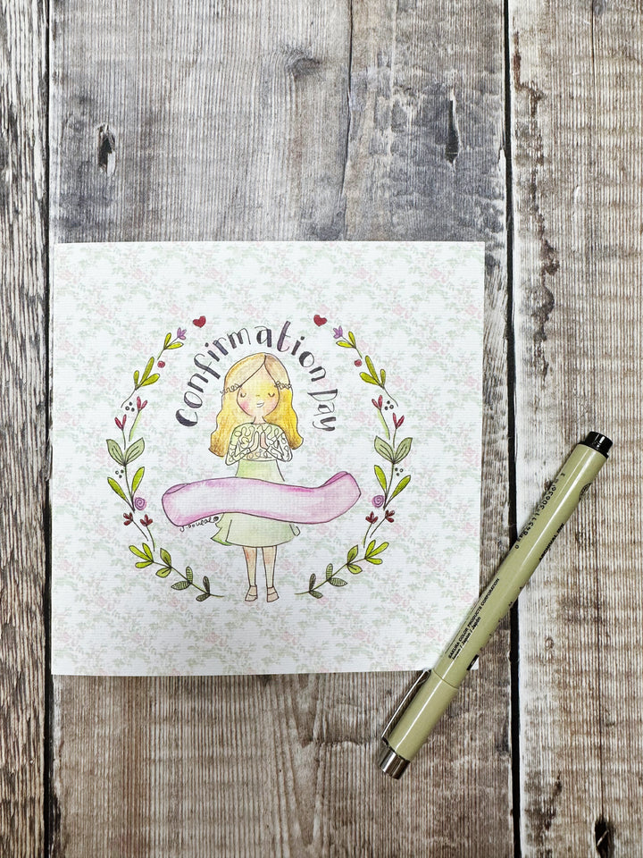 Floral Girl Confirmation Day Card - Personalised
