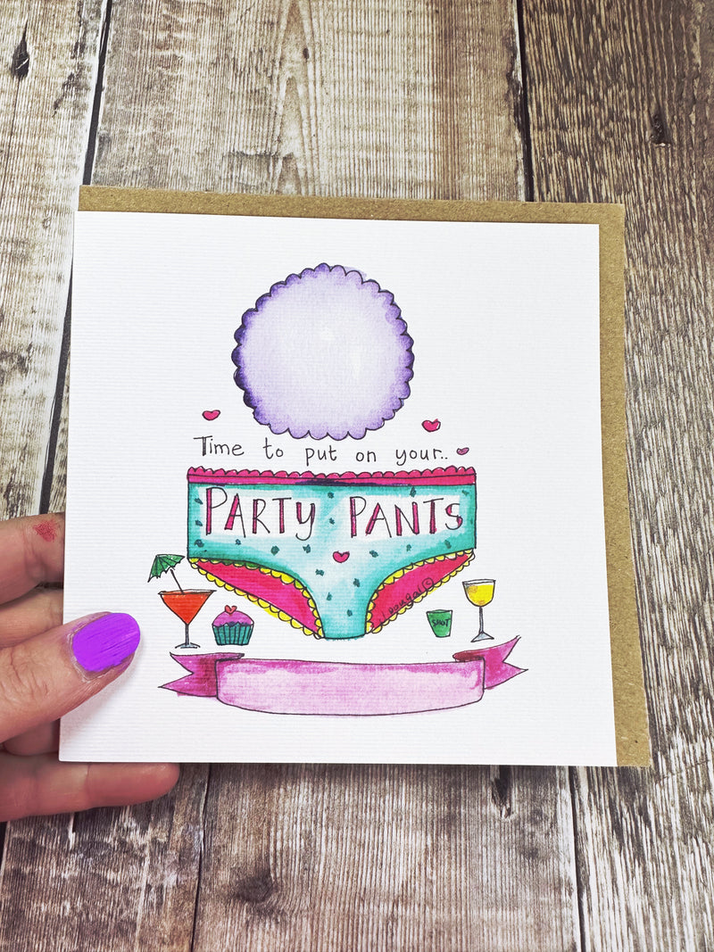 Party Pants Pink Card - Personalised