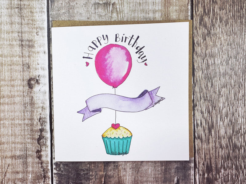 Pink Balloon Card - Personalised