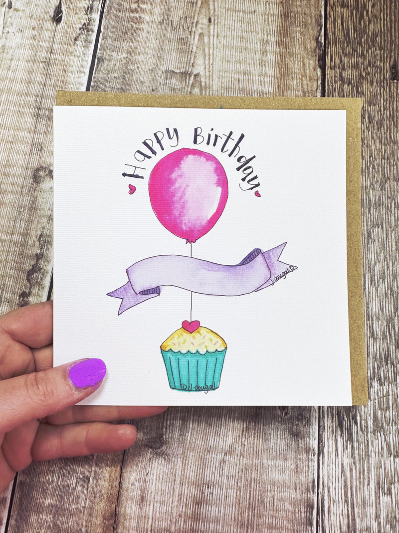 Pink Balloon Card - Personalised