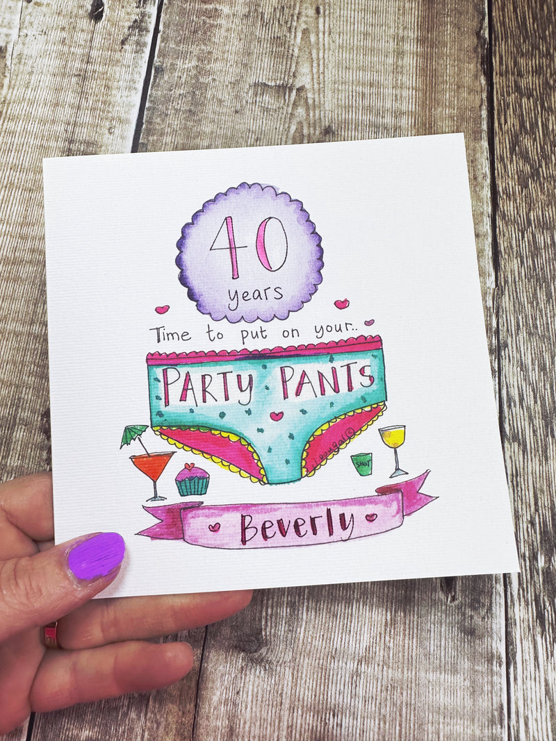 Party Pants Pink Card - Personalised