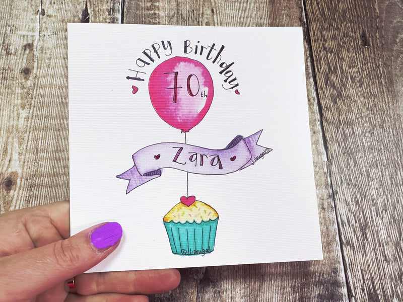 Pink Balloon Card - Personalised