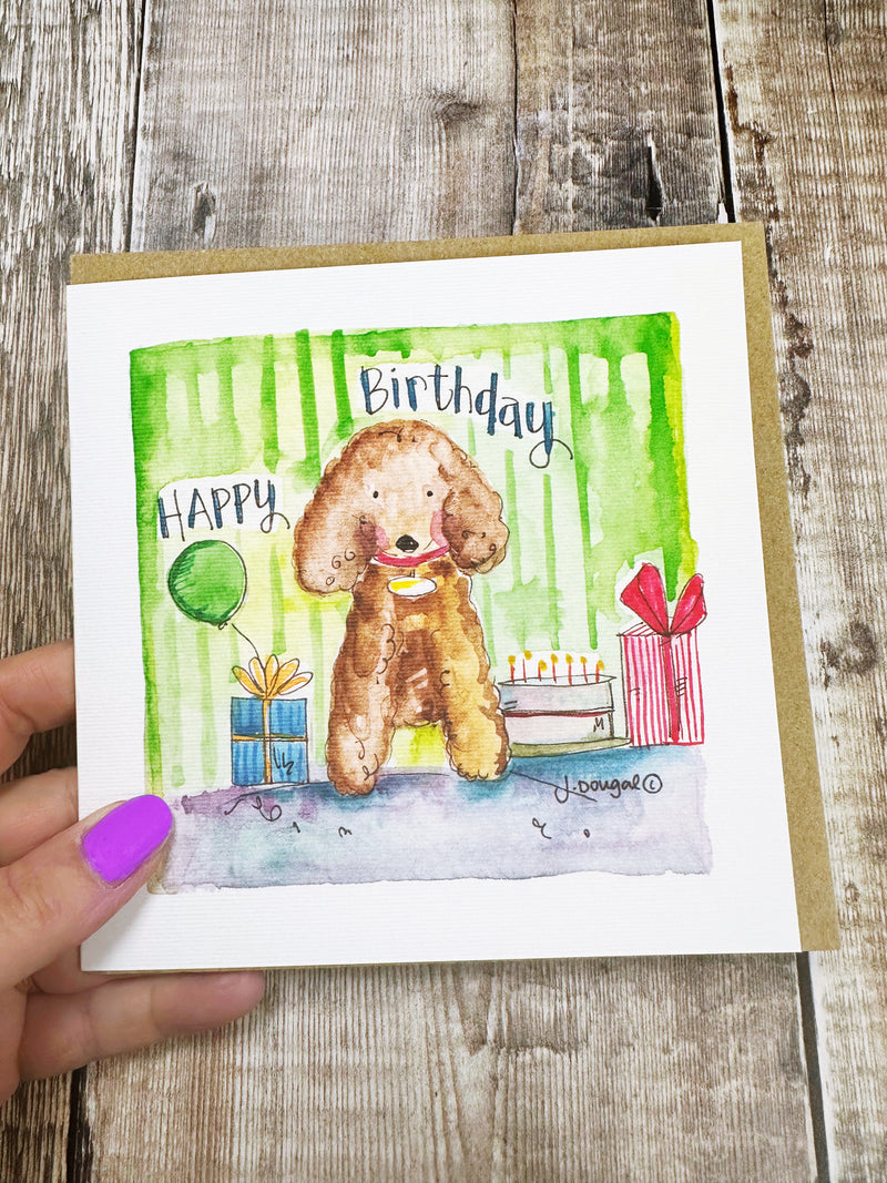 Fluffy Dog birthday Card - Personalised