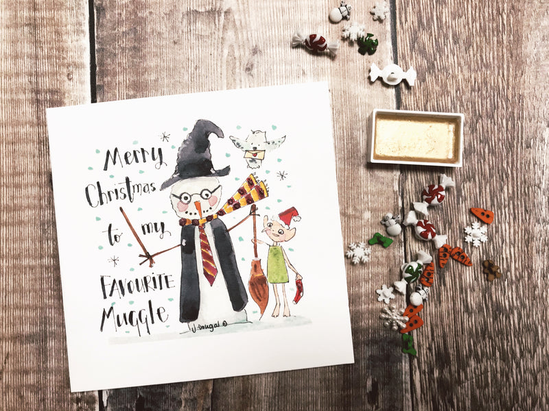 "Merry Christmas to my Favourite Muggle" Card - Personalised