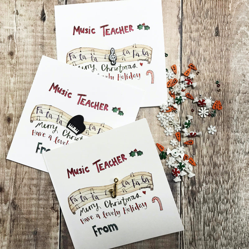 “Merry Christmas Music Teacher" Christmas Card - Personalised