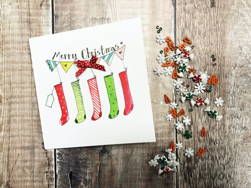 "5 Stockings" Christmas Card - Personalised