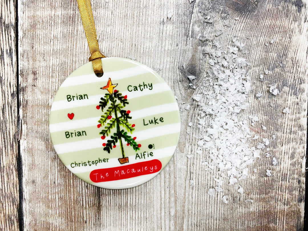Family Tree Christmas Ceramic Bauble