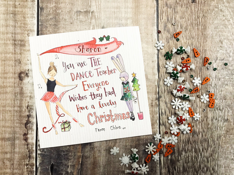 “Merry Christmas Dance Teacher" Christmas Card - Personalised