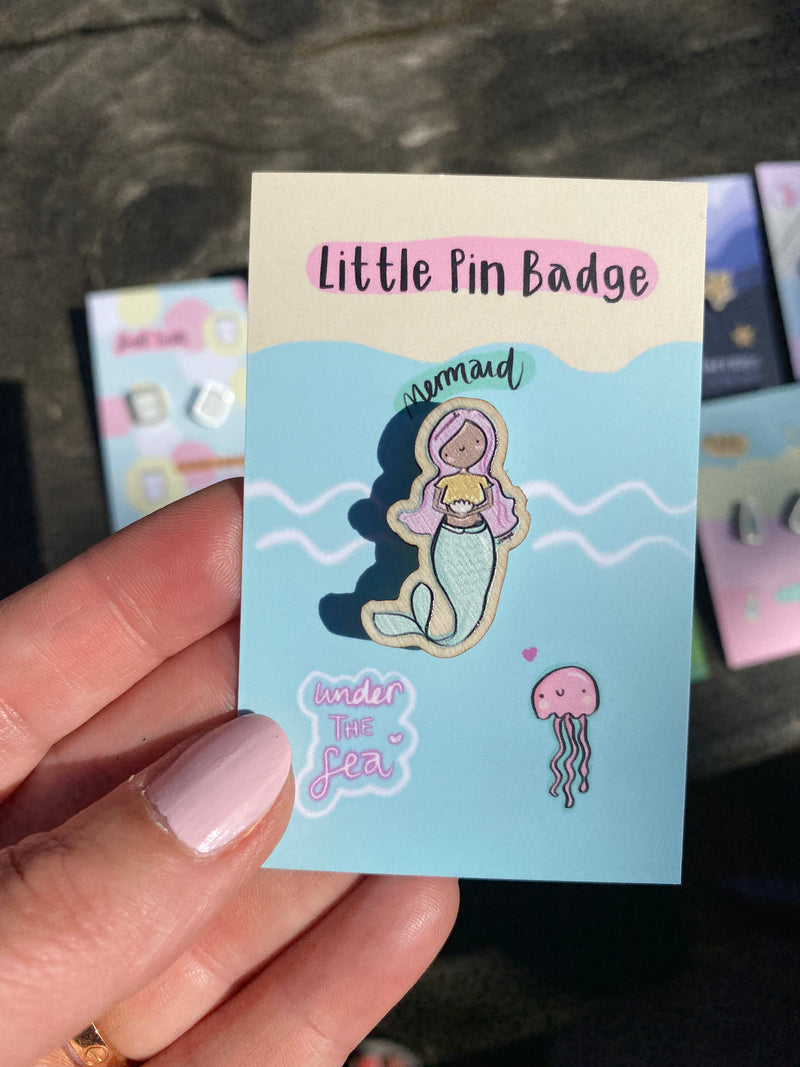 Little Mermaid Wooden Pin