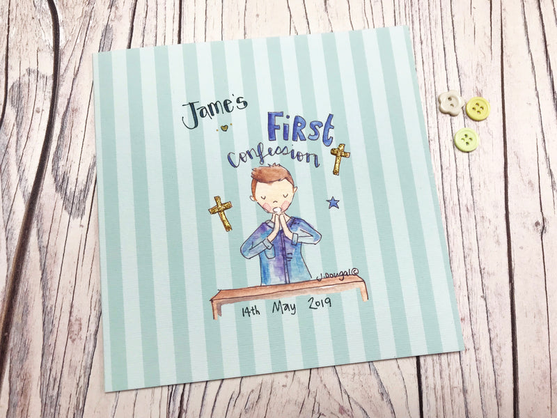 Boy First Confession Card - Personalised
