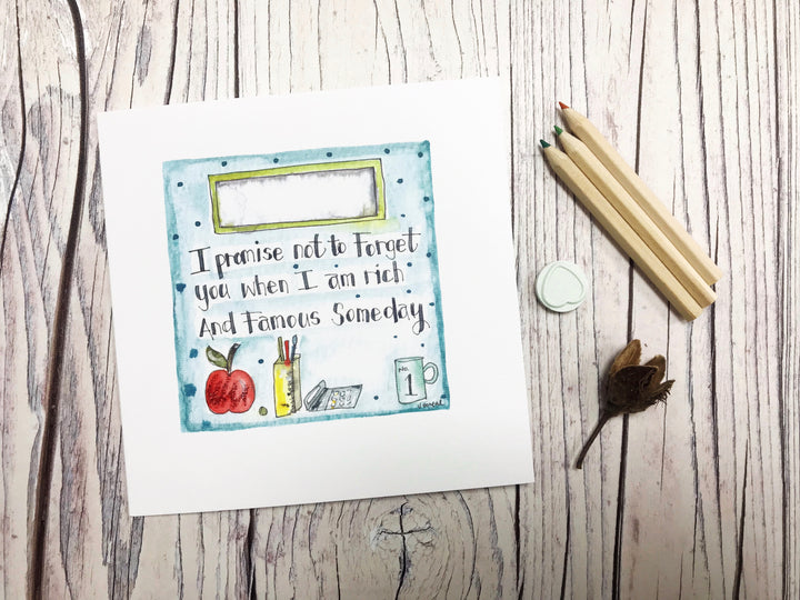 Rich and Famous Teacher Card - Personalised