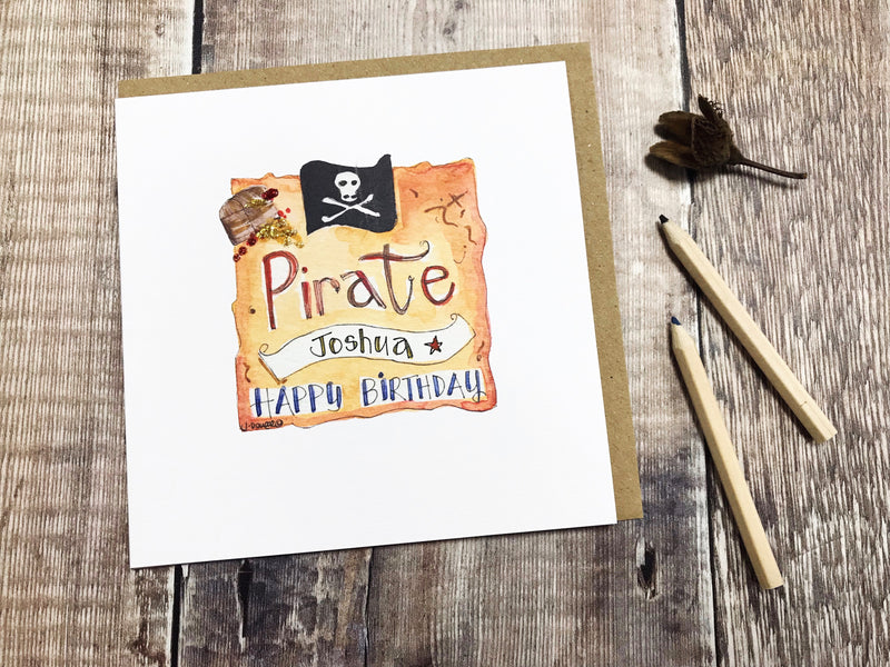 "Pirate Happy Birthday" Card - Personalised