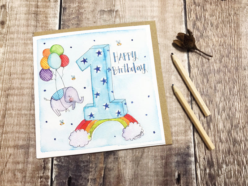 Happy First Birthday Boy Card - Personalised