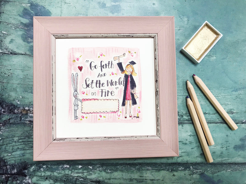 Framed Print "Graduate Go Forth, GIRL" can be personalised