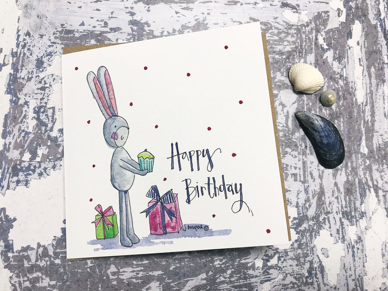 Happy Birthday Bunny Card - Personalised