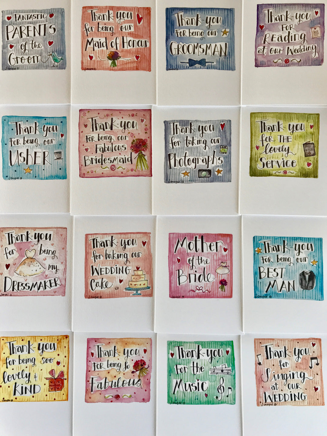 Wedding Thank-you cards for your Wedding Party - NOT PERSONALISED
