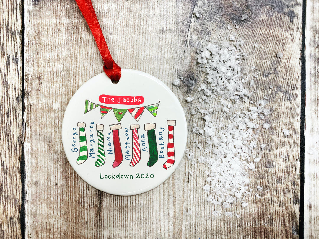 Choose how many Stockings Christmas Ceramic Bauble