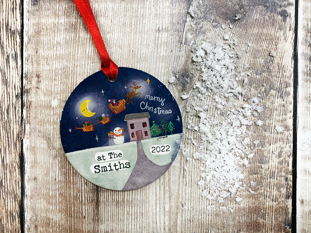 Winters Night Christmas Ceramic Bauble